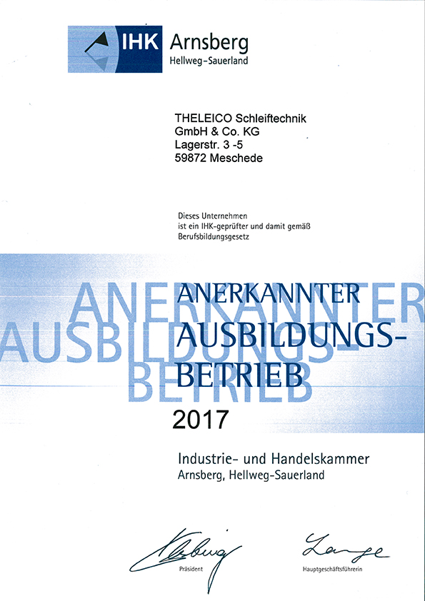 show certificate: approved training company (IHK)